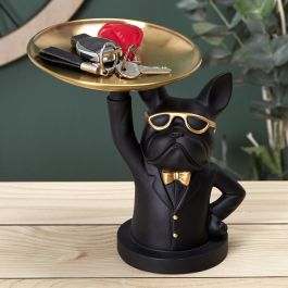 Home Deco Factory Vaciabolsillos Bulldog Camarero Negro Escultura Decorativa Galerie 20x15xh21.5cm