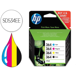 HP Multipack N9J73AE Nº 364 Negro/Cian/Magent/Amarillo para HP 55XX B111, 6520, 65XX B211, 7510 C311 Precio: 60.5. SKU: S5600476