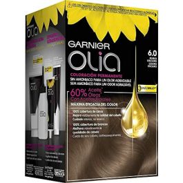 Garnier Olia #6.0 Tinte Coloración Permanente Rubio Oscuro Sin Amoniaco. Con Aceites Florales, Cobertura Total de Canas 1 unidad