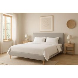 DKD Home Decor Cama Urban de Poliéster y Madera Gris Claro 150x200 (para colchón) 219x108x177 cm (cama)
