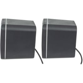 MANHATTAN 2600 Series Altavoces estéreo compactos, conexión Jack 3.5mm, alimentación USB-A para PC y Notebooks, negro