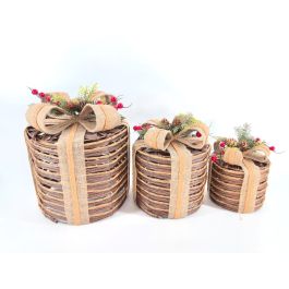 DKD Home Decor Decoración Navideña Ratán LED Natural 25x25x30 cm Set de 3 Piezas, Pack de 2 Unidades, Requiere 3 Pilas AA Precio: 97.79000022. SKU: B14CVH3KNE