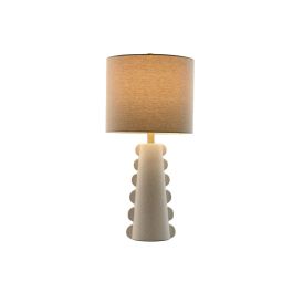 DKD Home Decor Lámpara de Sobremesa Scandi Blanco de Gres con Pantalla de Lino, 30x64x30 cm, Casquillo E27, Compatible LED