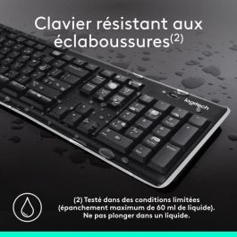 Logitech Teclado Inalámbrico K270 Francés, Resistente a Salpicaduras, 8 Teclas de Acceso Directo, Compatible con Windows