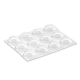 Inofix Gota autoadhesiva protectora Ø12,7x3,5mm, transparente, PVC flexible, amortigua golpes, antideslizante, blister 14 unid.
