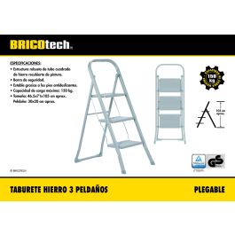 Taburete Plegable de Hierro 3 Peldaños - Bricotech (2 Unidades) Taburete Plegable de Hierro 3 Peldaños - Bricotech (2 Unidades)