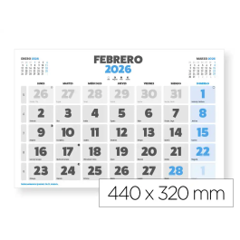 Liderpapel Calendario Pared Clásico 2026 Lomo Engomado 44x32 cm Papel 128 gr Precio: 7.3568. SKU: B17528LBYK