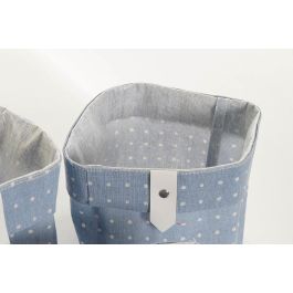 DKD Home Decor Cesta Basicos Set de 3 Azul Marron 14 x 14 x 14 cm