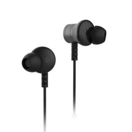 Elbe AU-P20-MIC Auriculares Intra-auditivos con Micrófono, Control de Llamadas y Música, Negro/Plata