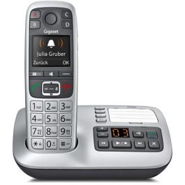 Gigaset E560A Teléfono DECT Inalámbrico con Manos Libres y Contestador Automático, Identificador de Llamadas, Negro/Plata