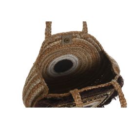 DKD Home Decor Bolso Mediterraneo Crema Marron Yute Polyester 2 Unidades 11 x 36 x 36 cm