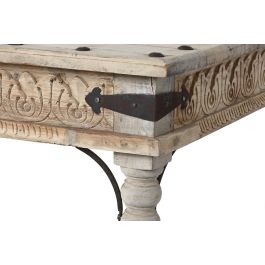 DKD Home Decor Mesa Centro Natural Madera Maciza Tallada 150x90x45 cm