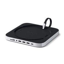 Satechi Hub y Soporte de Aluminio Tipo C para Mac Mini con USB-A, USB-C, HDMI, Ethernet y Jack 3.5mm Plateado/Negro