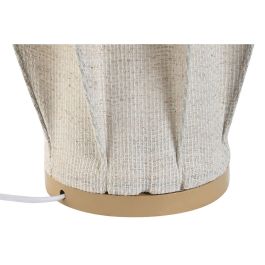 DKD Home Decor Lámpara Sobremesa Oriental de Lino y Cuerda Hecha a Mano Acabado Natural E27 25x60x25 cm Marrón Claro Crudo