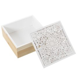 Juego de Cajas Decorativas Alexandra House Living Blanco Marrón Madera 2 Piezas