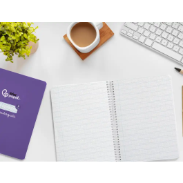 Liderpapel Cuaderno espiral A5, tapa dura, 80 hojas, cuadro pautado 3mm, color lila