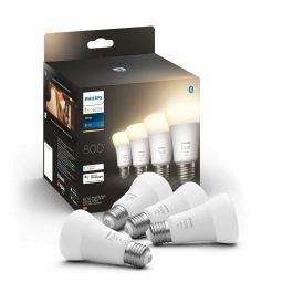 Philips Hue White, Bulbo LED conectado E27, 60W equivalente, 800 lumen, Bluetooth Compatible, 4 paquete Precio: 65.88999945. SKU: S7812198