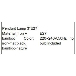 DKD Home Decor Lámpara de Techo de Bambú y Ratán Marrón Negro, Estilo Tropical con 3 Bombillas E27 50W, 43x100 cm