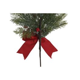DKD Home Decor Rama de Navidad Tradicional en PVC Verde y Rojo para Decoración del Hogar 12x56x25 cm - Pack 12 Unidades