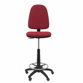 Piqueras y Crespo Taburete Ayna S-Brazos Regulable en Altura con Aro Reposapiés, Modelo T04 - Tapizado Bali Granate