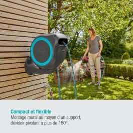 Gardena RollUp S Enrollador de Manguera Automático de Pared 15m 11mm, Rebobinado Antitorsión, Kit Listo para Usar, Borde Azul