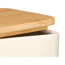 Kinvara Tarro Cuadrado Portacápsulas de Acero, con Tapa de Bambú, Color Crema, Dimensiones: 14 x 16.5 x 14 cm (12 Unidades) Kinvara Tarro Cuadrado Portacápsulas de Acero, con Tapa de Bambú, Color Crema, Dimensiones: 14 x 16.5 x 14 cm (12 Unidades)