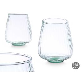 Jarron Vidrio Reciclado Rayado 19,5 Cm Giftdecor (4 Unidades)