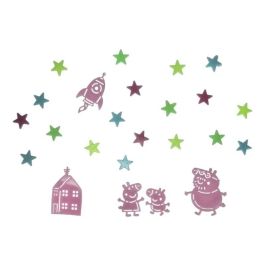 Paladone Vinilo Decorativo Peppa Pig con Estrellas que Brillan en la Oscuridad, Incluye 6 Personajes y 200 Estrellas