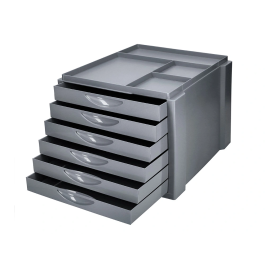Q-connect Fichero Cajones Sobremesa Organizador Superior 6 Cajones Gris Opaco Formato A4 Folio