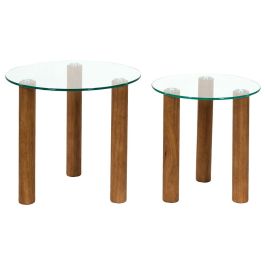 Home Deco Factory Juego 2 Mesas Nido Vidrio Cristal Cocooning