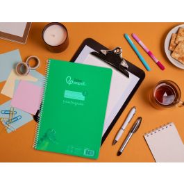 Cuaderno Espiral Liderpapel Din A4 Pautaguia Tapa Plastico 80H 90 gr Cuadro Pautado 3 mm Con Margen Color Verde 4 unidades