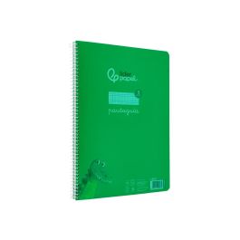 Cuaderno Espiral Liderpapel Din A4 Pautaguia Tapa Plastico 80H 90 gr Cuadro Pautado 3 mm Con Margen Color Verde 4 unidades