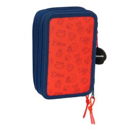 Estuche Escolar con Accesorios Super Mario Trick Rojo Azul oscuro 12,5 x 19,5 x 5,5 cm 37 Piezas