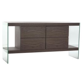 Aparador DKD Home Decor Cristal Marrón Transparente Nogal 160 x 45 x 80 cm Madera MDF