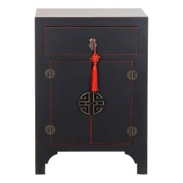 Mesita de Noche DKD Home Decor Abeto Rojo Negro Madera MDF 45 x 34 x 66 cm