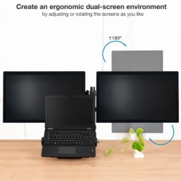 TooQ Soporte Mesa DB1202TN-B para 2 Monitores 17'-32' y 1 Portátil 12'-17' Giratorio Inclinable Negro