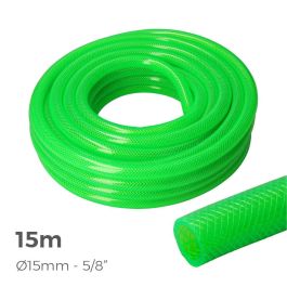 Edm Manguera de jardín 15 m PVC 3 capas anti-algas 25 bar verde fluorescente Edm Manguera de jardín 15 m PVC 3 capas anti-algas 25 bar verde fluorescente