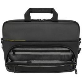 Targus City Gear Maletín para Portátil 14" (35,6 cm) Negro, Diseño Delgado con Asa y Tirante de Hombro Acolchado, Compartimentos y Correa para Trolley
