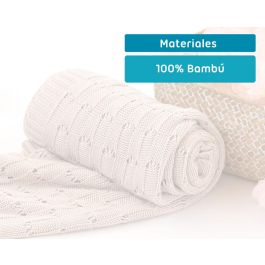 KioKids Manta de Bambú 100% para Bebé Recién Nacido, Beige, Térmica, Antihumedad, Certificado OEKO-TEX, Tamaño 80 x 110 cm