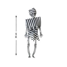 Esqueleto Decorativo con Ropa Rayada Negra y Blanca de 30 cm para Halloween y Fiestas Temáticas Precio: 1.49999949. SKU: B14SWCZ4J4
