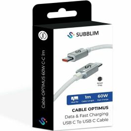 Cable USB-C a USB-C Subblim OPTIMUS Blanco 1 m