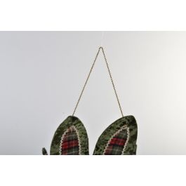 DKD Home Decor Decoración Colgante Navidad Alpina con Esquís Poliéster Terciopelo Verde Rojo 60 cm (2 Unidades)