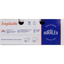 Duralex Set de 6 Vasos Transparentes Apilables 20 cl (12 Cajas)