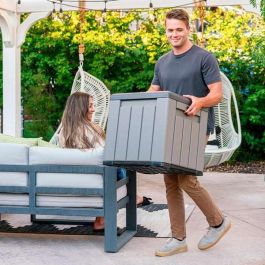 Cubo almacenamiento gris con puertas y techo abatibles lifetime 51,2x51,2x50,8 cm Cubo almacenamiento gris con puertas y techo abatibles lifetime 51,2x51,2x50,8 cm