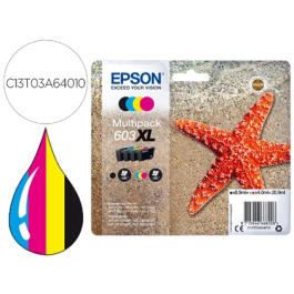 Epson Cartuchos Tinta Negro, Cyan, Magenta, Amarillo 603XL para Impresoras XP-2100, XP-3100, XP-4100, WF-2830DWF, WF-2850DWF Precio: 84.89000025. SKU: S8405193