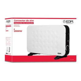 Edm Convector de Aire Estándar 2000W, 3 Niveles (750/1250/2000W), 220-240V, Termostato, Antivuelco, Soporte Mural