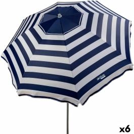 Sombrilla Aktive Azul/Blanco 220 x 209 x 220 cm Acero Tela Oxford (6 Unidades)