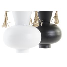 DKD Home Decor Jarrón Colonial Negro Blanco Metal 12 x 12 x 16 cm (4 Unidades)