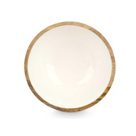 Bol de Madera Mango Blanco 24 cm - Giftdecor (6 Unidades) Bol de Madera Mango Blanco 24 cm - Giftdecor (6 Unidades)