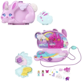 Polly Pocket Set de Juego de Conejo 2 en 1 JFT88 con 2 Figuras y 12 Accesorios